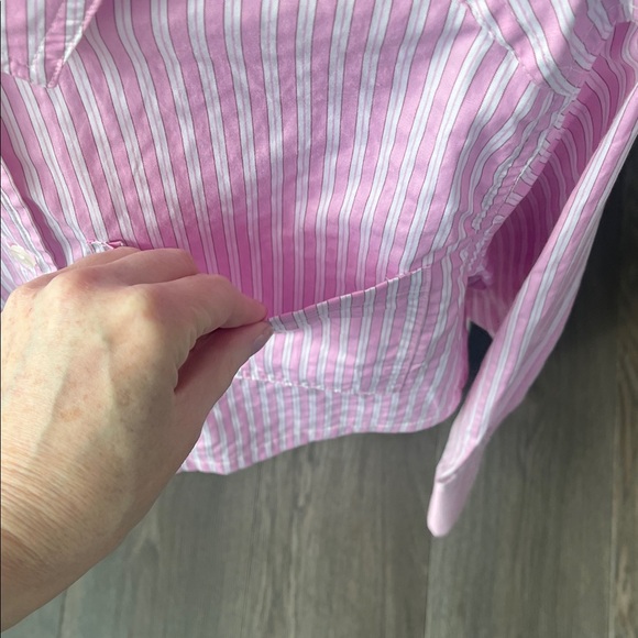Bershka Pink & White Striped Button-Up Crop Shirt - Picture 6 of 16